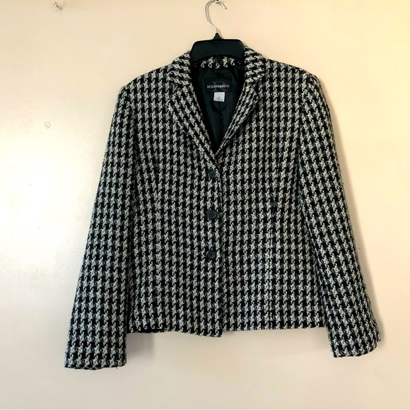 Requirements tweed Houndstooth blazer size 12 polyester wool blend workwear - Picture 1 of 11